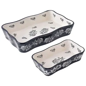 Vevor — lot de 2 plats de cuisson en céramique noire, pour la vaisselle de protection du dos