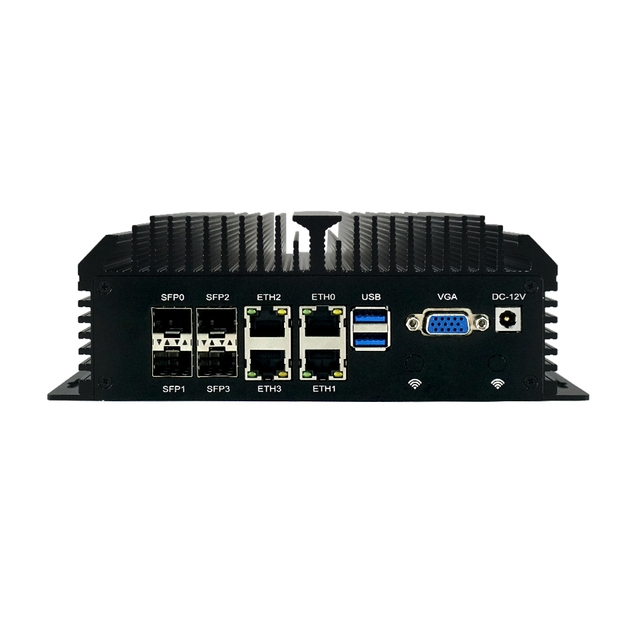 BKHD NEW Fanless MINI PC 4*Lan 2.5G 4*10G SFP+ GPIO RS485 RS232 Intel Atom C3758 RAM 64GB Firewall VPN Router Linux X86