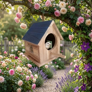 Casa para Pájaros de Madera de Paulownia Natural, Resistente a la Lluvia, Caja de Anidación para Aves Silvestres, Resistente a la Putrefacción, Cabina de Cría Ligera, Decoración Colgante - Product Image 1