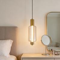 Suspension LED Nordique en Verre avec Cadre Bronze, Cordon Réglable, Finition Bronze Fumé, Garantie 2 Ans, Installation Facile