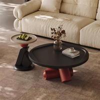 Ensemble de table basse ronde en bois de style moderne minimaliste, meubles de salon intérieur, design artistique noir élégant et unique, nouveau design