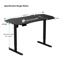 Bureau de jeu ergonomique moderne et durable en fer et bois avec bande LED RGB, support pour casque et porte-gobelet