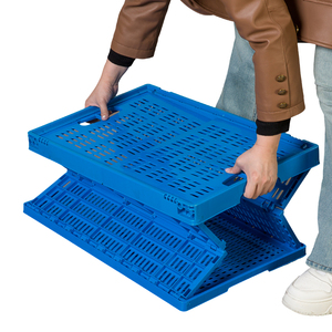Durable compressive wear-resistant foldable plastic basket crate