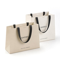 Sac shopping en papier personnalisé avec poignée en ruban, emballage de luxe pour chaussures, fabrication OEM, sac shopping en papier personnalisé sur mesure