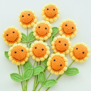 Nueva Idea de Regalo Creativa y Adorable: Flores de Lana Tejidas a Mano, Girasol de Ganchillo Personalizado con Sonrisa - Product Image 4