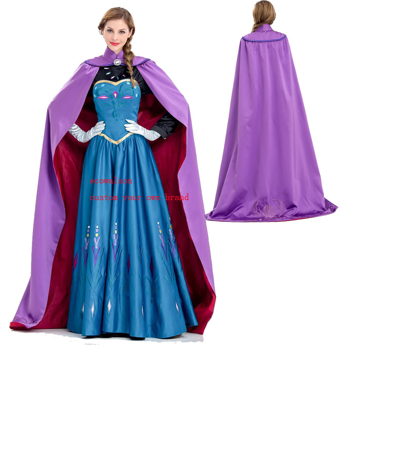 Disney Princess Adult Costume Women's Classic Princess Costume Set  Dress  With Cape & Headband For Halloween, Cosplay, Birthday Parties Princess Anna  Costume Adult