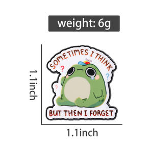 เข็มกลัดเคลือบรูปกบที่ลืมรูปการ์ตูนคำพูดตลกๆบางครั้งฉันคิดแต่แล้วฉันก็ลืมเข็มกลัดปกเครื่องประดับเป็นของขวัญสำหรับเพื่อน - Product Image 6
