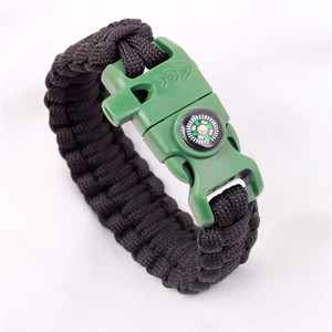 Survival Paracord Bracelet With Compass And Flint Gray Nylon Outdoor Emergency Gear - Product Image 2
