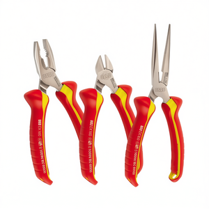 085 Ex Se3 <b>Pliers</b> <b>Set</b> 3 Piece With Red Yellow Handles For Electrical Work - Product Image 2