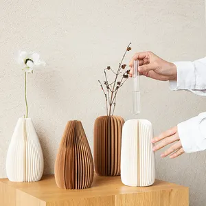 Modern Luxury Vases for Home Decor Vases Desktop Decorative Mini Cylinder Folding Paper Bud Flower Vase Stand