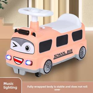 Baby Bus Ride-On Toy Scooter Manual School Bus Music Light Universal Wheel Twist Car para 2-4 años Batería Caja de almacenamiento de plástico - Product Image 4