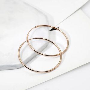 Xinfly 18K Rose Gold Polished Plain Round <b>Hoop</b> Earrings AU750 Fine Jewelry - Product Image 1