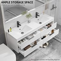 Meuble-lavabo moderne flottant à fermeture douce de 24, 30, 36, 48, 60 pouces avec double vasque, robinet et drain – Vente en gros