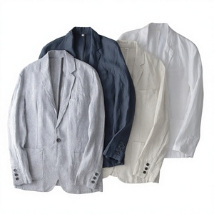 <span class=keywords><strong>Blazer</strong></span> décontracté pour <span class=keywords><strong>homme</strong></span> en <span class=keywords><strong>lin</strong></span> 100% style Old Money italien, coupe ample et légère, idéal pour le travail et les trajets quotidiens printemps/été - Product Image 1