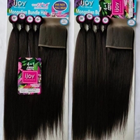Lots de Mèches Mélangées en Gros avec Closure 4*4 Style Bouclé Kinky Couleur Naturelle Lots de Cheveux Bon Marché pour Femmes Noires