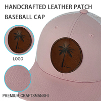 Gorra de Camionero con Logotipo Personalizado, Parche de Cuero Hecho a Mano, 6 Paneles, Corona Alta, Parte Trasera de Malla Transpirable, Ajustable, RTS
