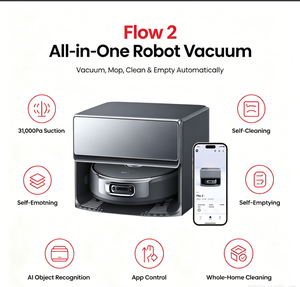 Smart Home Flow2 Robotic Vacuum <b>Mop</b> 212f Hot Water Flowwash Self Clean 12n Scrub Anti Empty Cleaner Rv2401+as2402 Self-<b>cleaning</b> - Product Image 1