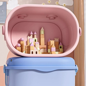 Grandi Scatole Portaoggetti per Bambini, Contenitori Colorati in Plastica con Coperchio a Blocchi per Giocattoli, Libri e Vestiti - Product Image 4