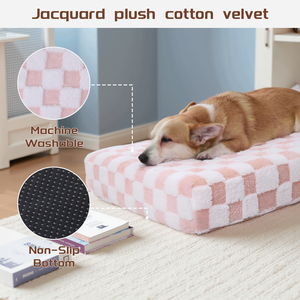 Cama de espuma viscoelástica ortopédica suave para mascotas, diseño de terciopelo Jacquard Reversible, forro impermeable, Base antideslizante, funda lavable para perros - Product Image 2