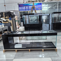 Aquarium rectangulaire sur mesure avec cadre noir et verre ultra-clair, filtre latéral intégré, capacité 500-1000L, pour décoration de salon