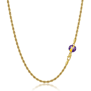 จี้เคลือบสีรูปลูกบาสเก็ตบอล ของขวัญสำหรับแฟนกีฬา สายสร้อยสแตนเลสชุบทอง 14K สไตล์พังก์ พร้อมจี้รูปบาสเก็ตบอล - Product Image 1