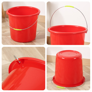 Seau en plastique rouge 10-15L, durable, pour le nettoyage domestique et la lessive - Product Image 2
