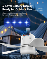 Ventilateur de plafond intelligent avec lumière, rechargeable, télécommande LED, mini-ventilateur portable, design moderne, pour la maison, la chambre, le salon, utilisation en extérieur