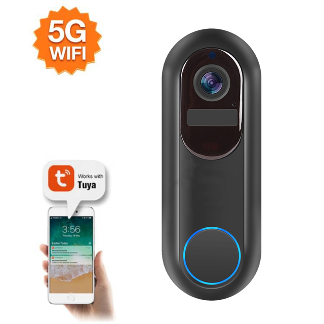 Waterproof 5G Tuya WIFI Smart Video Doorbell Camera Wireless Video Intercom Door Bell for Home Security Protection Battery Power