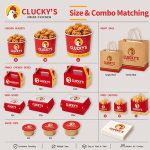 Cajas de Papel Desechables Personalizadas para Papas Fritas, Alitas de Pollo, <span class=keywords><strong>Hamburguesas</strong></span> y Comida Rápida para Llevar - Product Image 2