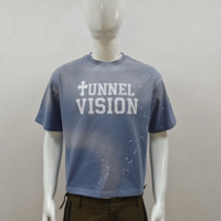 T-shirts surdimensionnés en coton vintage lavé, personnalisés OEM, style streetwear, imprimés à l'encre éclaboussée et à la peinture pulvérisée pour hommes
