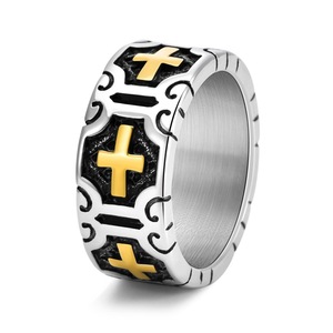 Anillos <span class=keywords><strong>de</strong></span> Cruz Latina Retro <span class=keywords><strong>de</strong></span> Acero Inoxidable Símbolo Cristiano Crux Ordinaria Jesucristo Crucificado Anillos <span class=keywords><strong>de</strong></span> Banda - Product Image 5