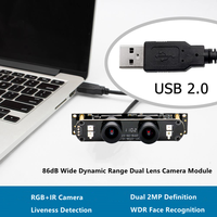 Modul Kamera USB Binokuler Hampo 2MP Dual Lens Model 1031 WDR Deteksi Kehidupan Digital Fokus Tetap 73.5 FOV Plug and Play untuk Wajah