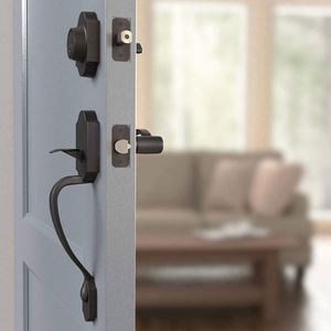 WEKIS Vintage Waterproof Single Cylinder Deadbolt <b>Handle</b> Set Lever Door <b>Lock</b> Iron Black Finish Reversible for Right/Left - Product Image 5