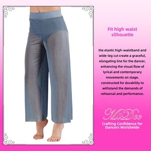 Pantalon <span class=keywords><strong>de</strong></span> <span class=keywords><strong>danse</strong></span> lyrique en maille pour femme MiDee, taille haute, jambe large avec culotte intégrée pour <span class=keywords><strong>la</strong></span> scène et l'entraînement - Product Image 4