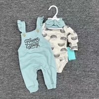 Ensemble 3 pièces de vêtements pour bébé en coton peigné 100 % biologique, barboteuse à manches longues avec imprimés amusants, style formel, nouveau modèle, vente en gros