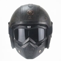 Casque de moto rétro unique, style guerrier vintage, casque ouvert avec lunettes détachables pour les ateliers de modification
