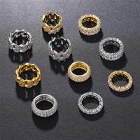 Anillo de Dedo de Alta Joyería Estilo Hip Hop Tipo Cubano Iced Out Bañado en Oro Plata de Ley 925 con Diamantes de Moissanita VVS para Hombre