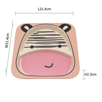 Dessin animé hippopotame rivière cheval conception mélamine personnalisé bambou divisé assiette tasse bol fourchette et cuillère vaisselle enfants ensemble
