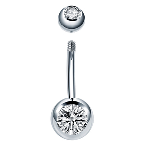 10 Pezzi <span class=keywords><strong>Piercing</strong></span> all'<span class=keywords><strong>Ombelico</strong></span> in Titanio 14G con Doppia Gemma in Zirconia Cubica, Filettatura Esterna - Product Image 3