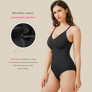 ชุดบอดี้สูทไร้ตะเข็บราคาถูกสำหรับผู้หญิงไซส์ XXL-XXXL แบบไม่มีแขน คอวี ช่วยกระชับสัดส่วนและเก็บหน้าท้อง - Product Image 2