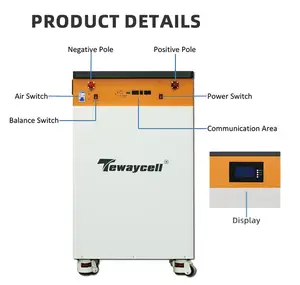 Tewaycell 48 V 300 Ah 15 kWh Lithium-Ionen-Batteriepack mit 8 ~ 10 Jahren Garantie Stromversorgung für Haus-Solarsystem