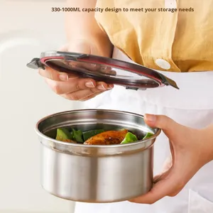 Wadah Penyimpanan Makanan Kedap Udara dari Baja Tahan Karat 304 dengan Tutup Anti Bocor Anti Lembab untuk Persiapan Makan Siang, Dapur, dan Berkemah - Product Image 4