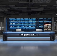 Mostrador de Servicio CR200 en Forma de I, Estilo Moderno, Madera MDF, Contorno Ondulado, Mostrador de Bienvenida para Vestíbulo de Hotel y Centro de Spa