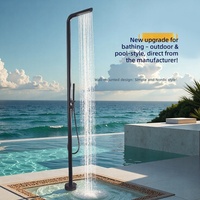 Colonne de douche en acier inoxydable brossé, robinet de sol extérieur, douche verticale à effet pluie, double pommeau en céramique, certifiée CE SASO UPC