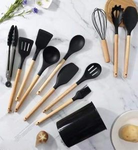 14-Piece <b>Silicone</b> Kitchen Accessories Set with Wooden Handles Cooking <b>Tools</b> and Utensils for Home Kitchen Use - Product Image 4