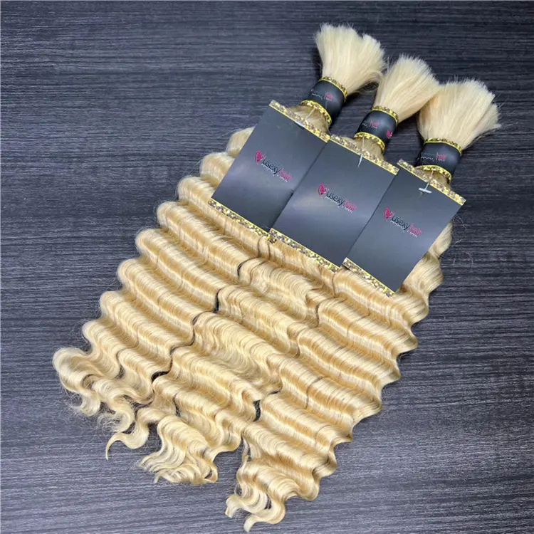 Blonde Kleur Bulk Menselijk Haar Voor Vlechten, Menselijk Vlechten Haar Bulk Geen Inslag Maagdelijke Indiase Remy Human Bulk Hair Extensions Bundel