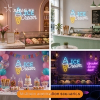Enseigne néon LED personnalisée pour crème glacée, directement de l'usine, avec options multicolores pour la publicité dans les pâtisseries et les parcs