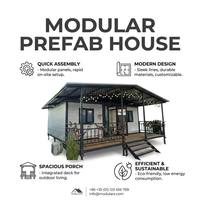 Villa préfabriquée avec toit à pignon, maison modulaire moderne en conteneur, maison préfabriquée portable avec terrasse pour jardin, resort, bureau