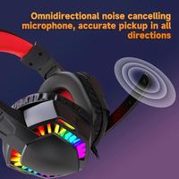 Headset Gaming dengan Mikrofon Lampu LED Pelangi Koneksi USB Berkabel Latensi Rendah Suara 4D untuk E-Sports Gaming Headphone Berkabel
