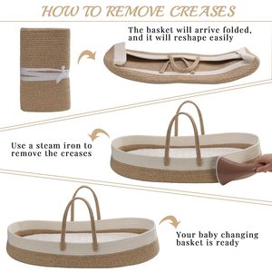 Cesta de algodón tejida a mano para cambio de bebé, con almohadilla gruesa suave y cubierta impermeable - Product Image 5